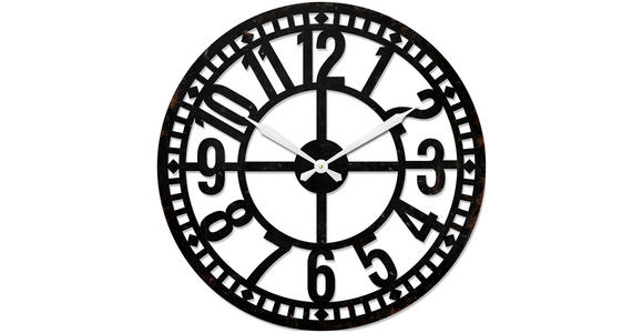 WANDUHR Schwarz  - Schwarz, LIFESTYLE, Metall (60cm) - Ambia Home
