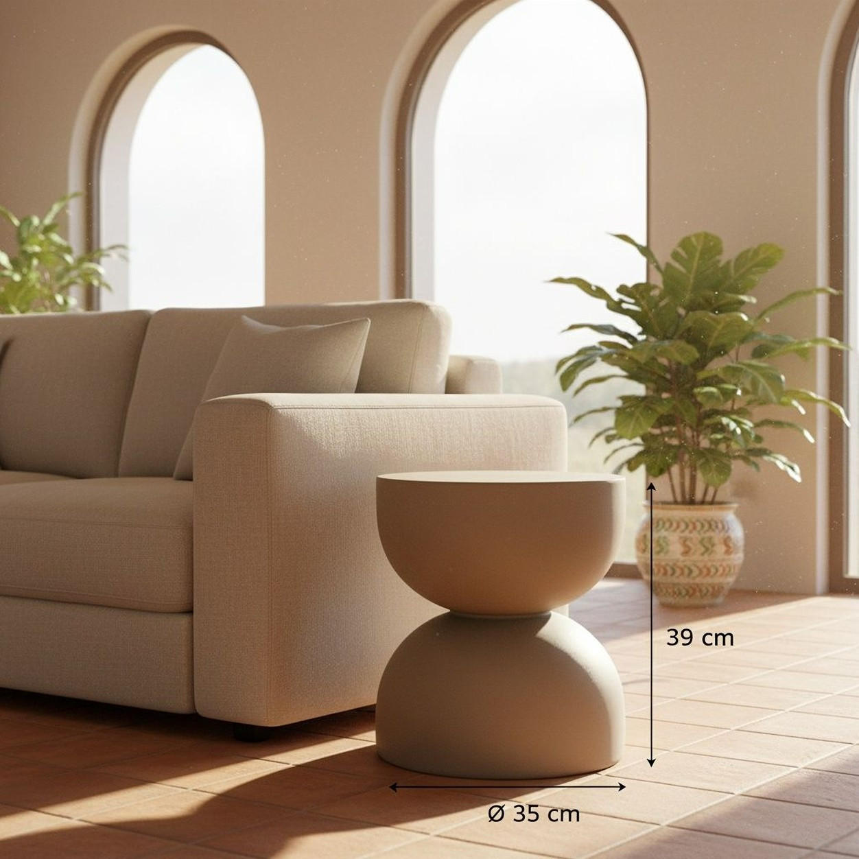 COUCHTISCH 35/35/39 cm Mokka  - Mokka, Design, Stein (35/35/39cm) - MID.YOU