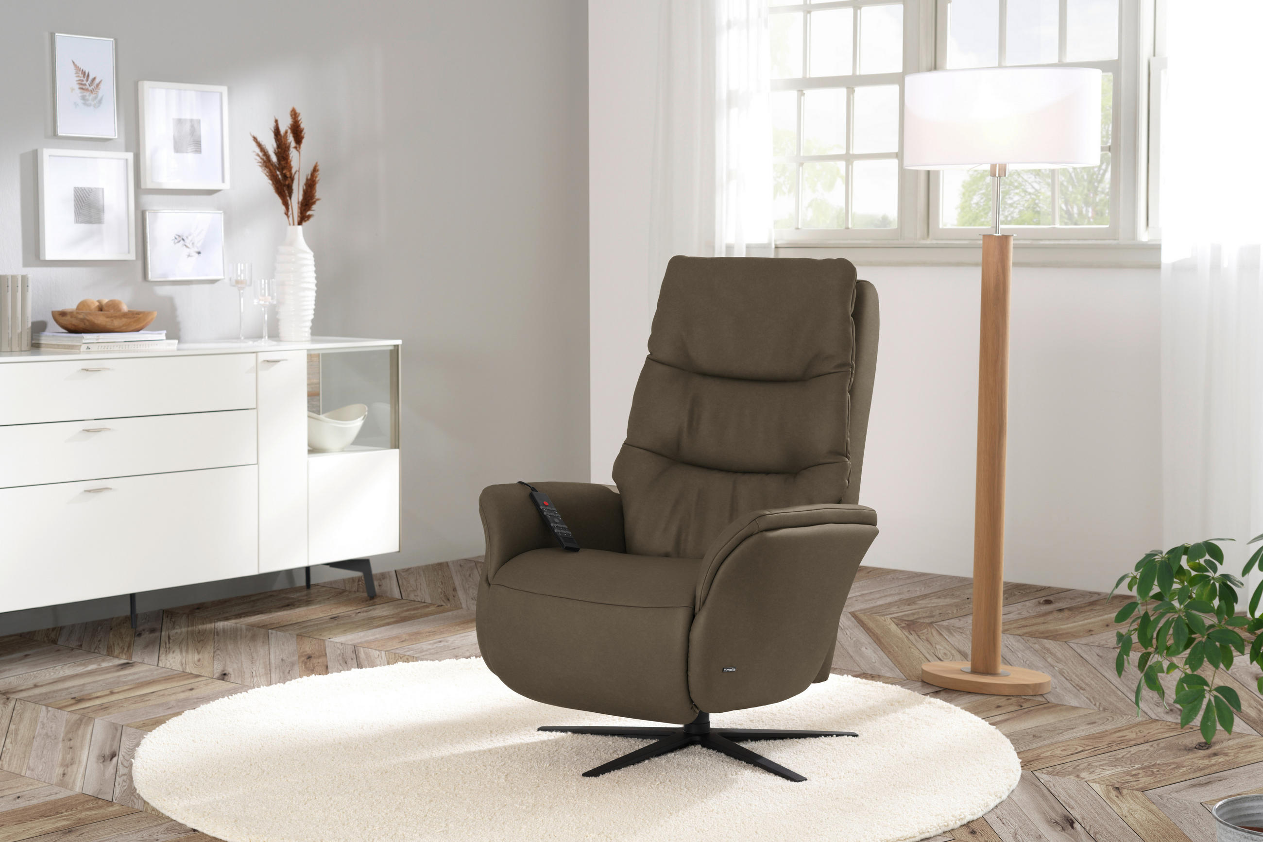 MASSAGESESSEL Echtleder Greige    - Greige/Anthrazit, KONVENTIONELL, Leder/Metall (74/114/97cm) - Himolla