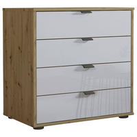 KOMMODE , 80/70/43 cm, 4 Schublade(n)  - Schieferfarben/Eiche Bianco, KONVENTIONELL, Glas/Holzwerkstoff (80/70/43cm) - Dieter Knoll