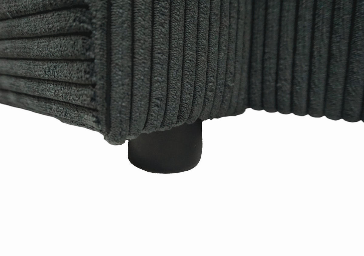 WOHNLANDSCHAFT TERMOLI in Cord Anthrazit  - Anthrazit/Schwarz, Design, Kunststoff/Textil (155/296/155cm) - MID.YOU