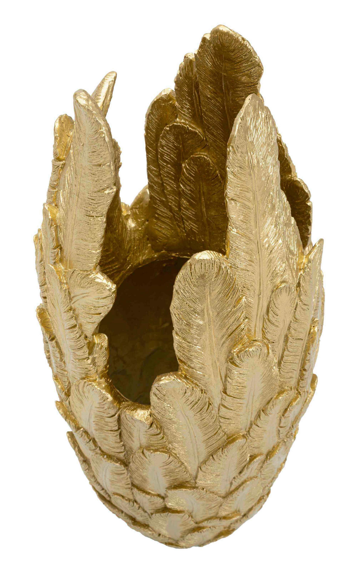 Vase Feathers  - Goldfarben, Basics, Kunststoff (34.5/91/34cm)