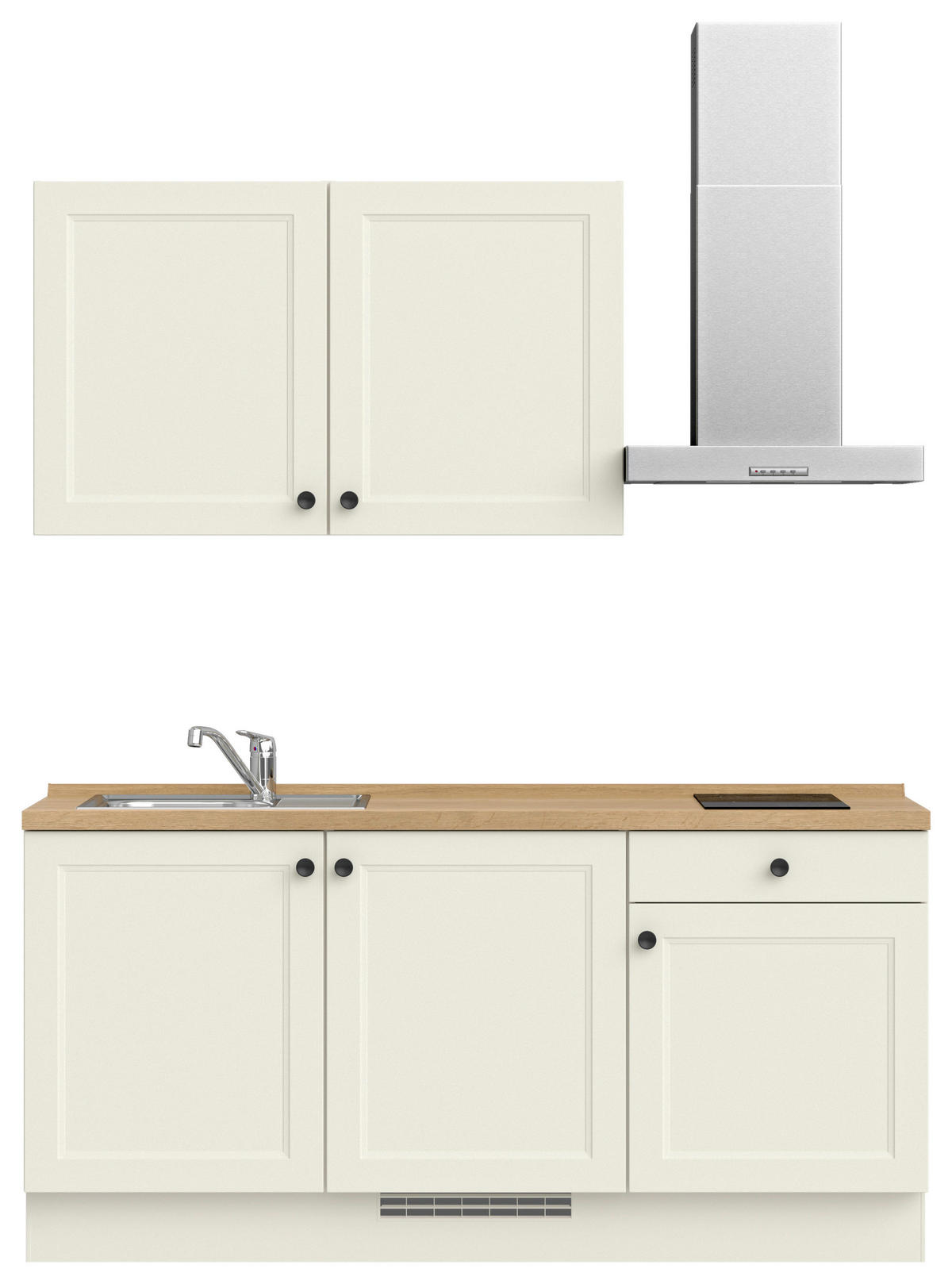 KÜCHENBLOCK 180 cm   in Weiß, Eichefarben  - Eichefarben/Schwarz, MODERN, Holzwerkstoff/Metall (180cm) - Nobilia