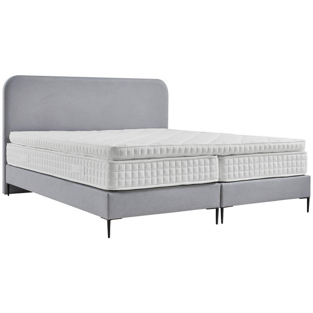 Thumbnail - Mid.you Boxspringbett Essentials,Hellgrau, Textil, Struktur, H2, 5-Zonen, Höhe ca. 21 cm, 180x210 cm, ISO 9001, DIN EN I...
