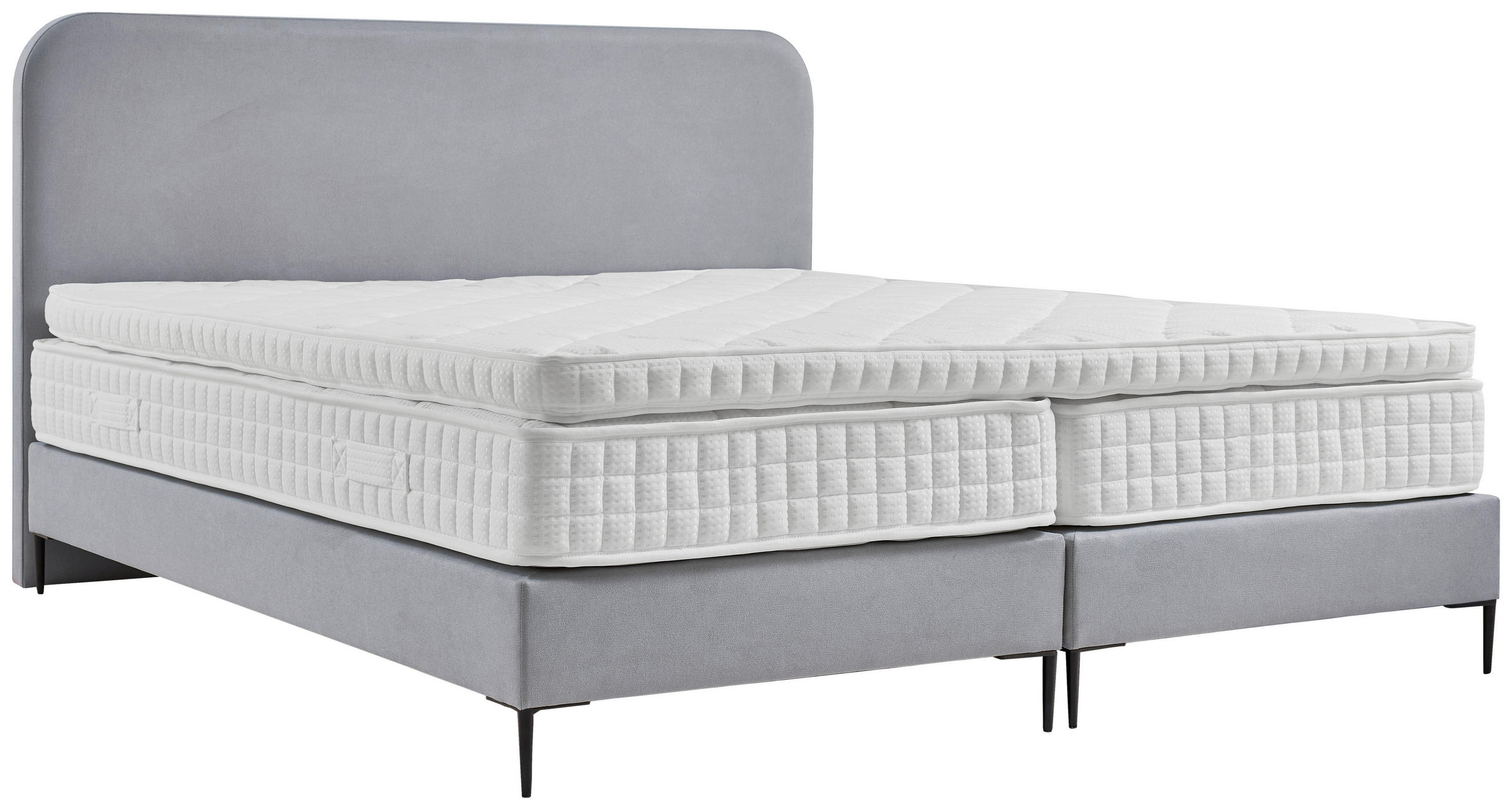 MID.YOU POSTEL BOXSPRING, 180/210 cm, textil, kompozitní dřevo, světle šedá