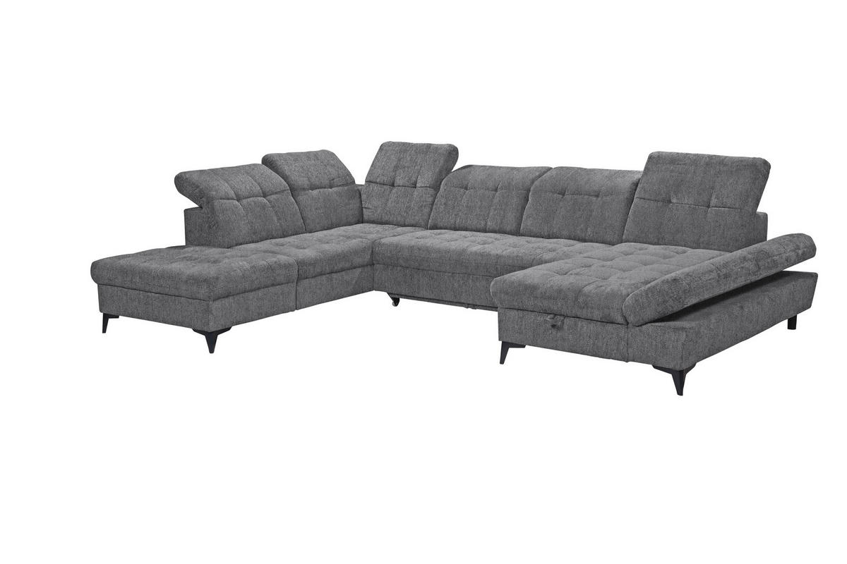 WOHNLANDSCHAFT Mikrovelours Anthrazit  - Anthrazit/Schwarz, Modern, Kunststoff/Textil (245/348/168cm) - MID.YOU
