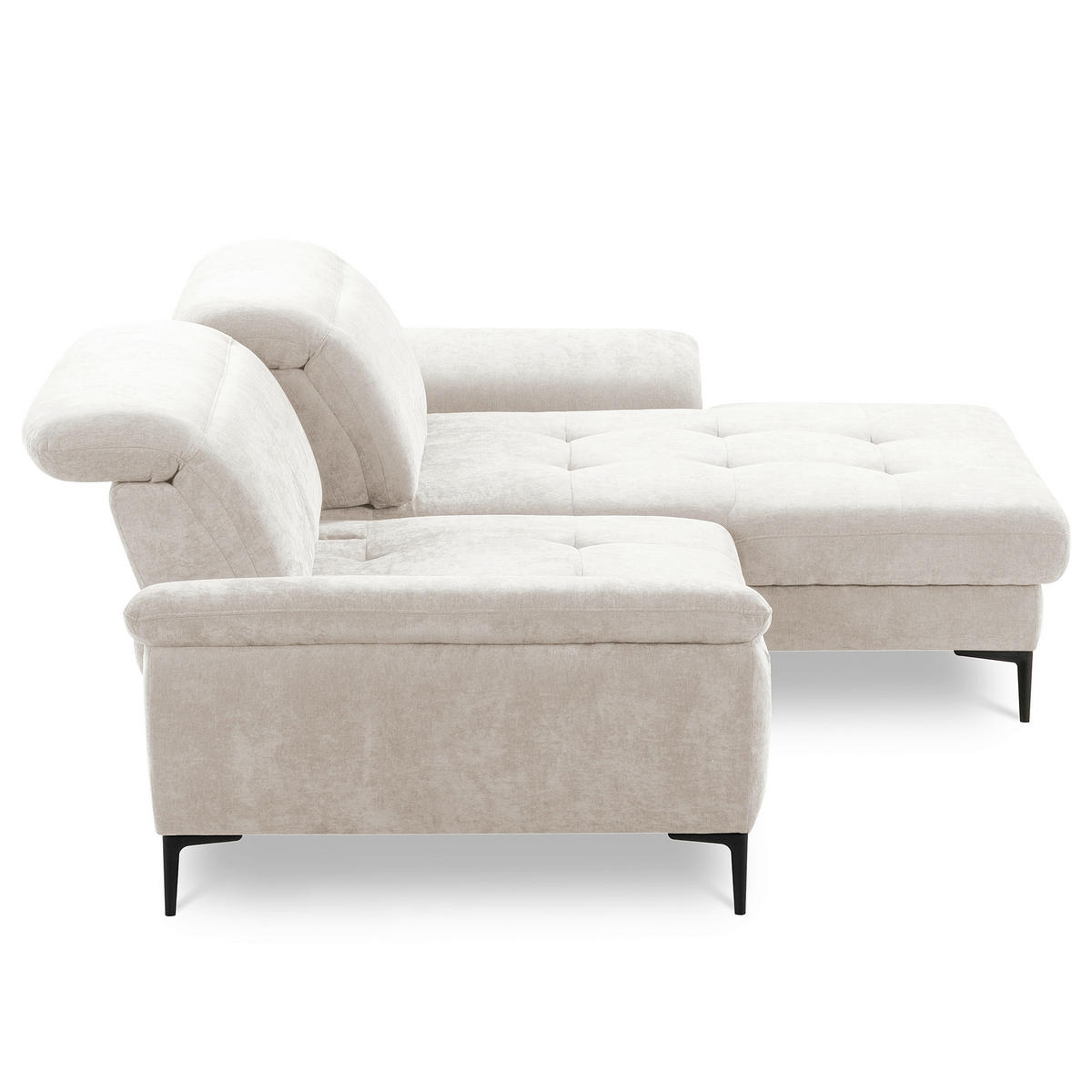 ECKSOFA  Webstoff Sandfarben  - Sandfarben/Schwarz, Design, Textil/Metall (268/195cm) - Livetastic