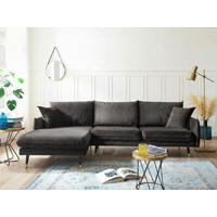 ECKSOFA Eckteil  ROSSANA-REC.2S Anthrazit Samt  - Anthrazit, MODERN, Holz/Textil (258/160cm) - MID.YOU