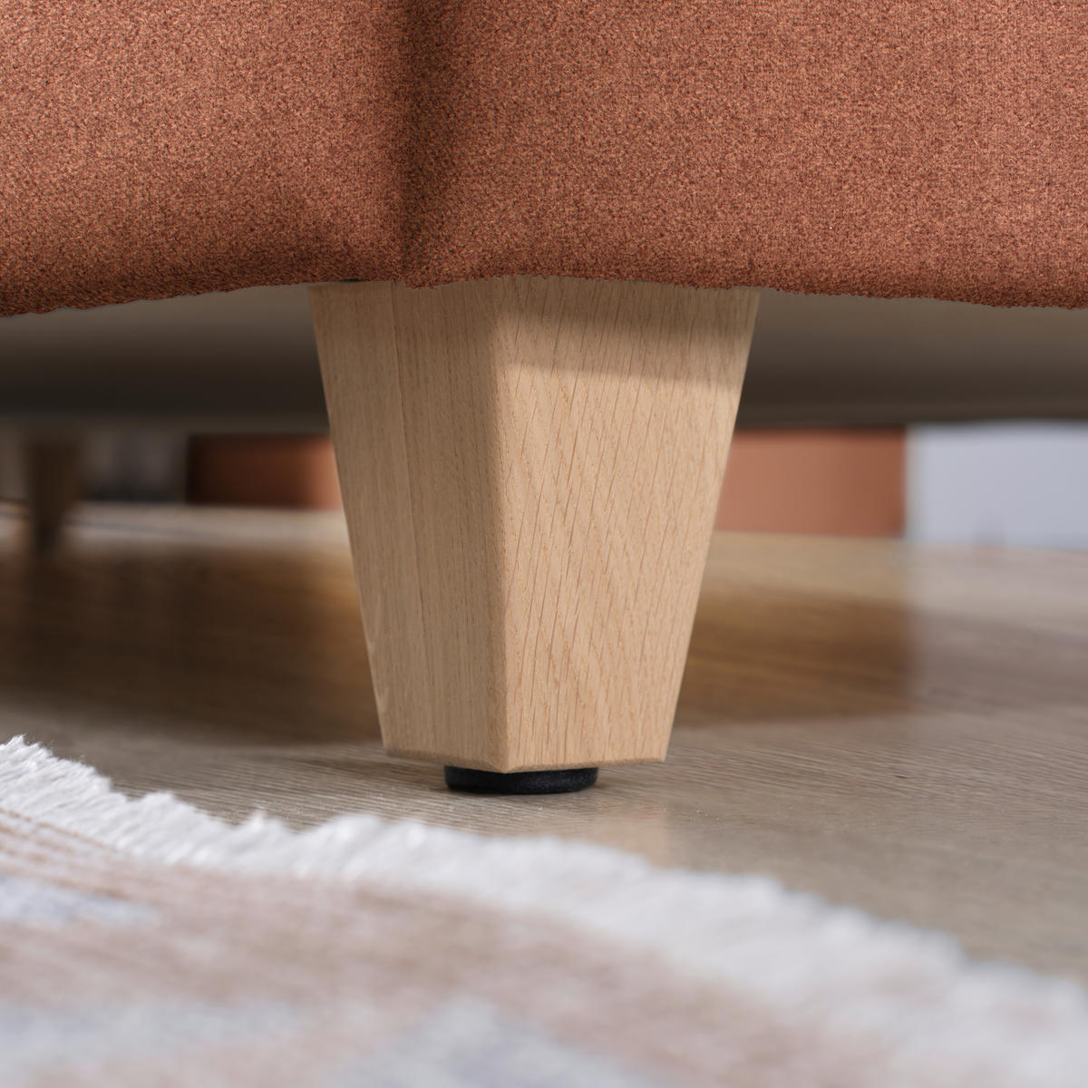 ECKSOFA in Flachgewebe Terracotta  261/203 cm  - Eichefarben/Terracotta, KONVENTIONELL, Holz/Textil (261/203cm) - Sedda