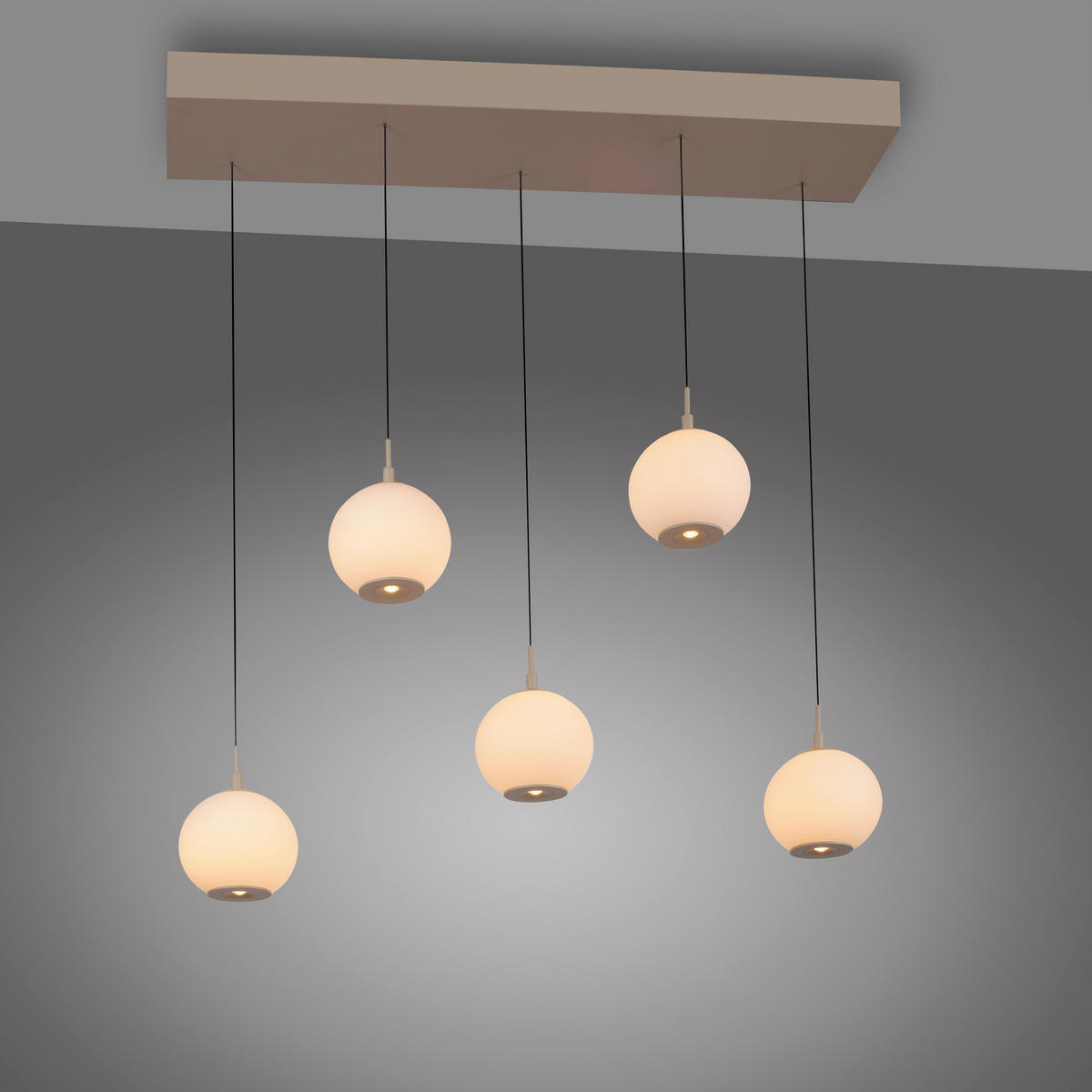 LED-HÄNGELEUCHTE Sandora 92/25/180 cm  - Sandfarben, Design, Glas/Kunststoff (92/25/180cm) - Paul Neuhaus