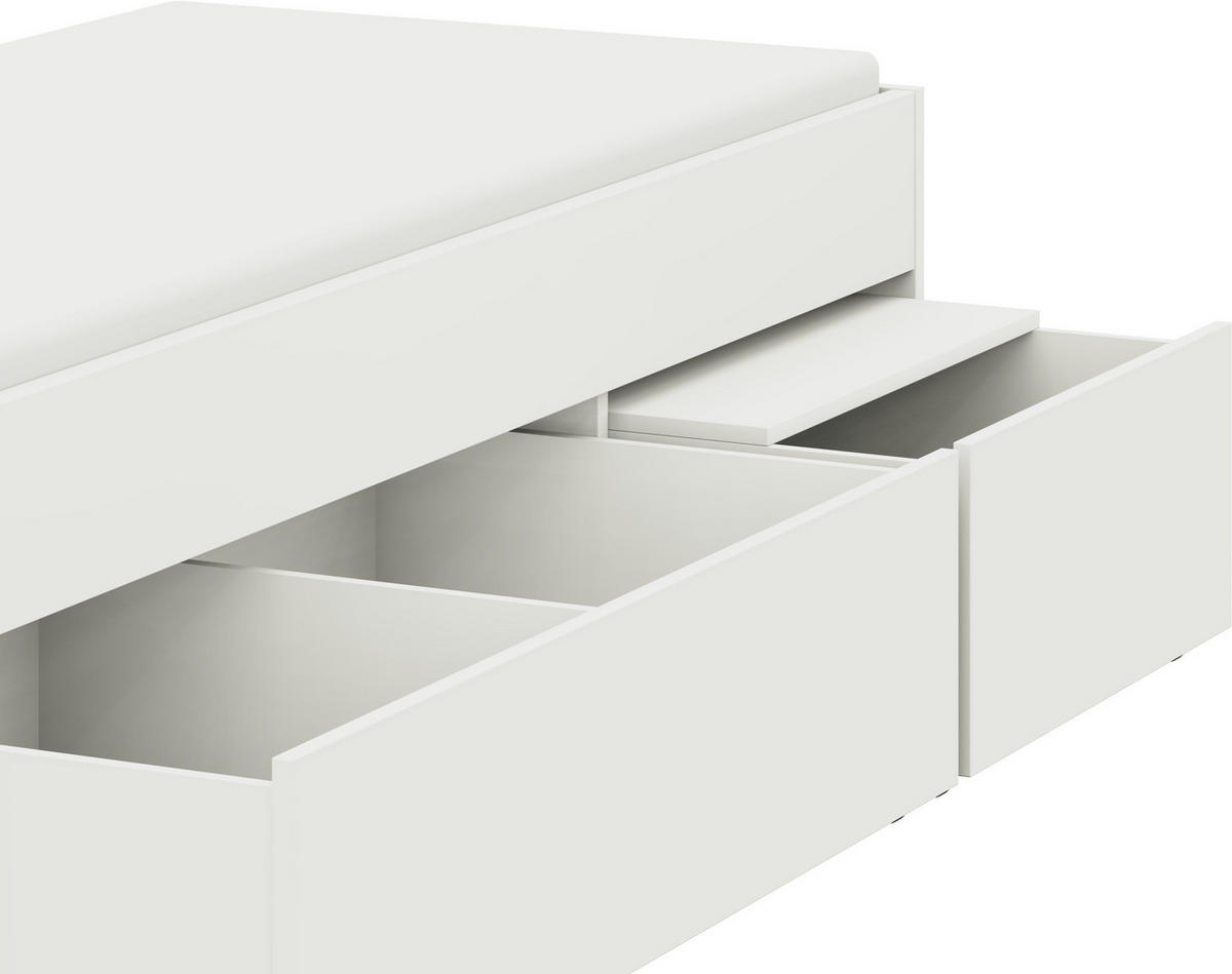 STAURAUMBETT 90/200 cm  in Weiss   - Weiss, Design, Holzwerkstoff (90/200cm) - Cantus