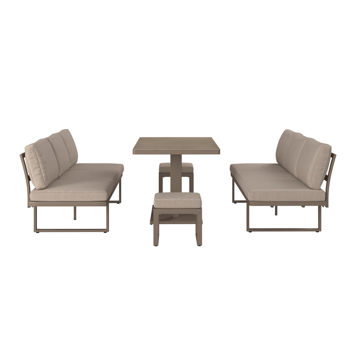 DINING-LOUNGESET Aluminium  - Beige/Hellgrau, MODERN, Glas/Textil - Ambia Garden