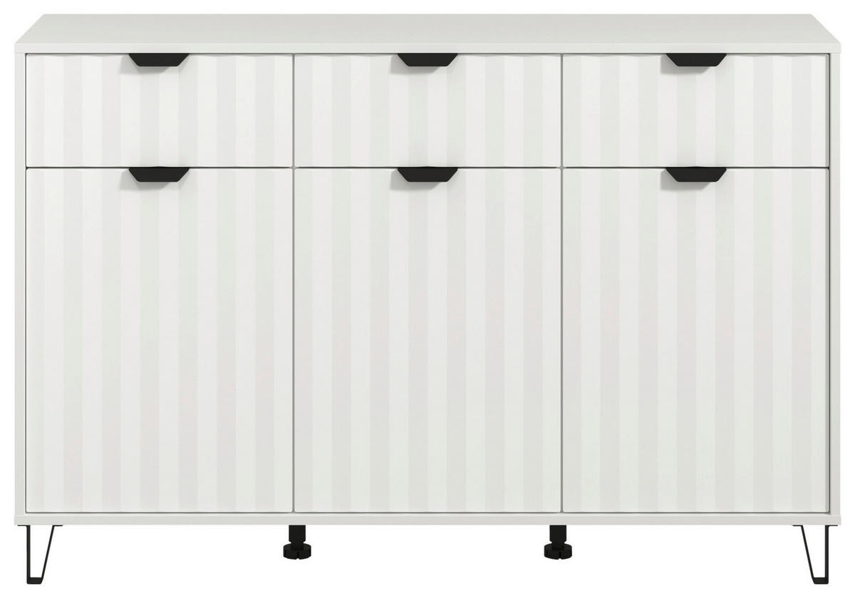 TÁLALÓSZEKRÉNY 138/90,5/40 cm  - fekete/fehér, Basics, faalapú anyag/fém (138/90,5/40cm) - Xora