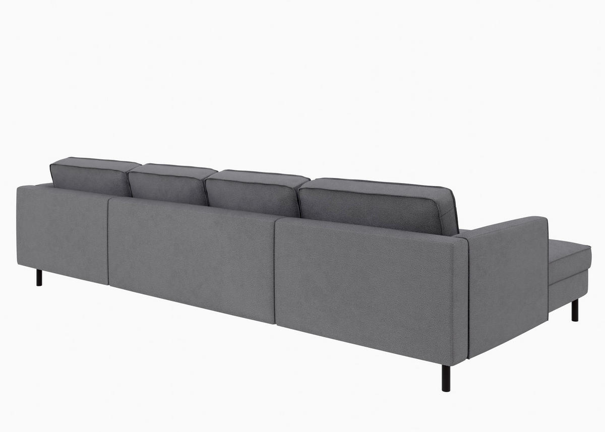 WOHNLANDSCHAFT Anthrazit Struktur  - Anthrazit/Schwarz, MODERN, Textil/Metall (161/306/161cm) - Trendmanufaktur