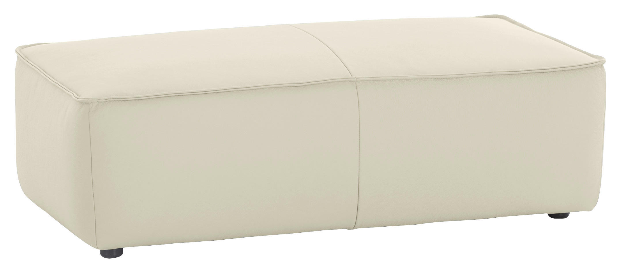 HOCKER Echtleder Weiß  - Schwarz/Weiß, MODERN, Leder/Kunststoff (120/39/60cm) - Chilliano