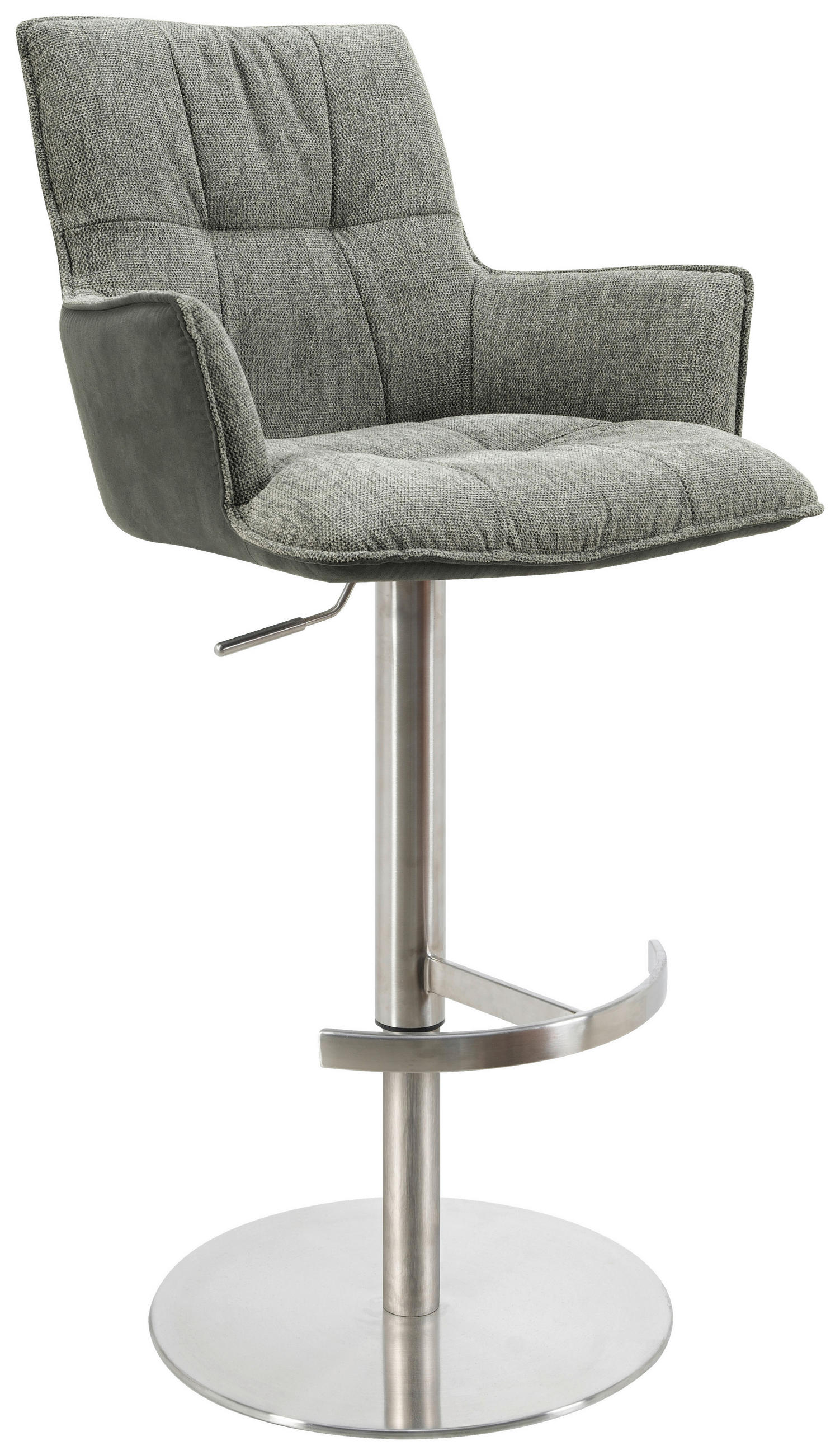 BARHOCKER in Metall, Textil Grau, Schwarz, Edelstahlfarben  - Chromfarben/Edelstahlfarben, Design, Textil/Metall (56/100/56cm) - Novel