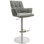 BARHOCKER in Metall, Textil Grau, Schwarz, Edelstahlfarben  - Chromfarben/Edelstahlfarben, Design, Textil/Metall (56/100/56cm) - Novel