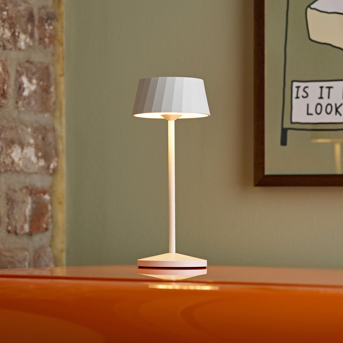 AKKU-TISCHLEUCHTE Facetta 9,2/9,2/22,2 cm   - Weiß, Basics, Metall (9,2/9,2/22,2cm)