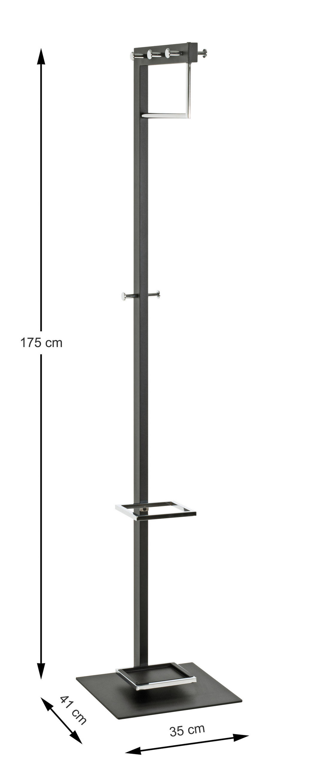 GARDEROBENSTÄNDER in Schwarz, Chromfarben 35/175/41 cm   - Chromfarben/Schwarz, Design, Metall (35/175/41cm)