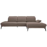ECKSOFA in Flachgewebe Hellbraun  289/180 cm  - Hellbraun/Schwarz, Design, Textil/Metall (289/180cm) - Stylife