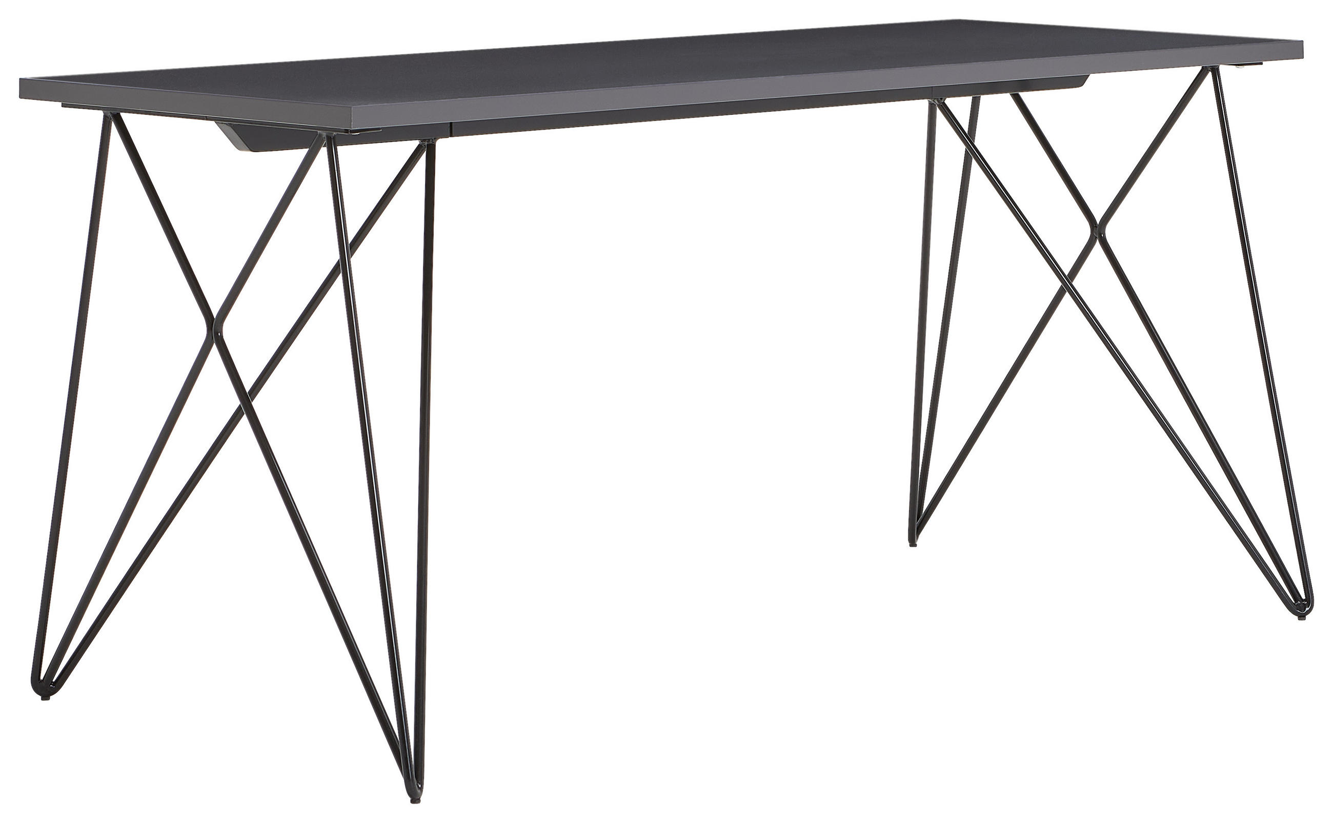 SCHREIBTISCH 160/65/75 cm Anthrazit, Schwarz  - Anthrazit/Schwarz, Design, Holzwerkstoff/Metall (160/65/75cm) - Novel