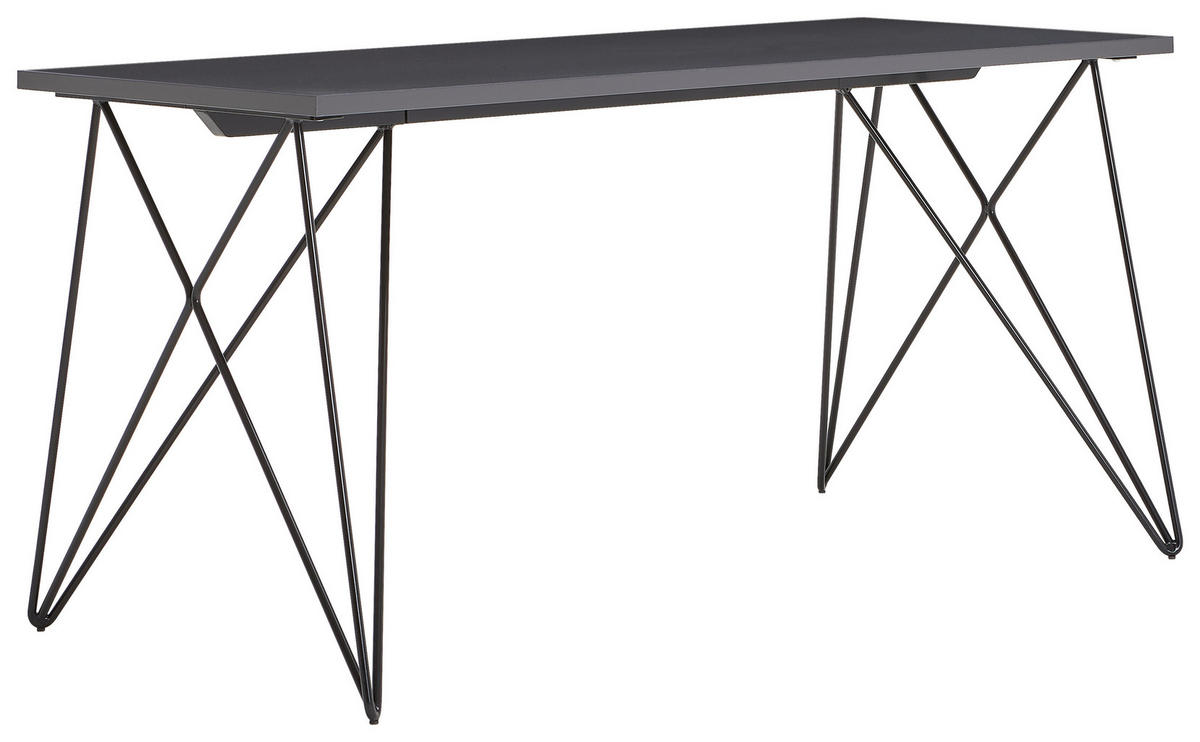 SCHREIBTISCH 160/65/75 cm  in Anthrazit, Schwarz  - Anthrazit/Schwarz, Design, Holzwerkstoff/Metall (160/65/75cm) - Novel