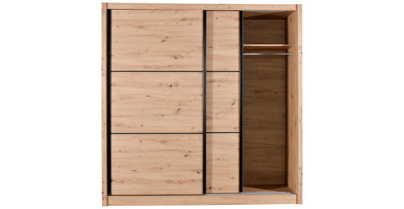 SCHIEBETÜRENSCHRANK 213/215,5/60 cm 2-türig Eiche Artisan  - Schwarz/Eiche Artisan, Basics, Holzwerkstoff/Metall (213/215,5/60cm) - Xora