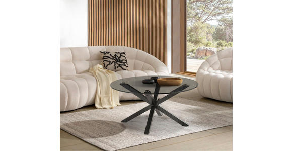 COUCHTISCH Rauchglas 82/82/40 cm rund Grau, Schwarz - Schwarz/Grau, Design, Glas/Metall (82/82/40cm) - Xora