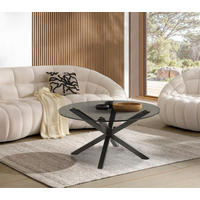 COUCHTISCH Rauchglas 82/82/40 cm rund Grau, Schwarz  - Schwarz/Grau, Design, Glas/Metall (82/82/40cm) - Xora