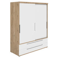 SCHIEBETÜRENSCHRANK 164,1/206,9/63,9 cm,  in Weiß, Eichefarben, 2 Tür(en)  - Eichefarben/Bronzefarben, Design, Holzwerkstoff/Metall (164,1/206,9/63,9cm) - Paidi