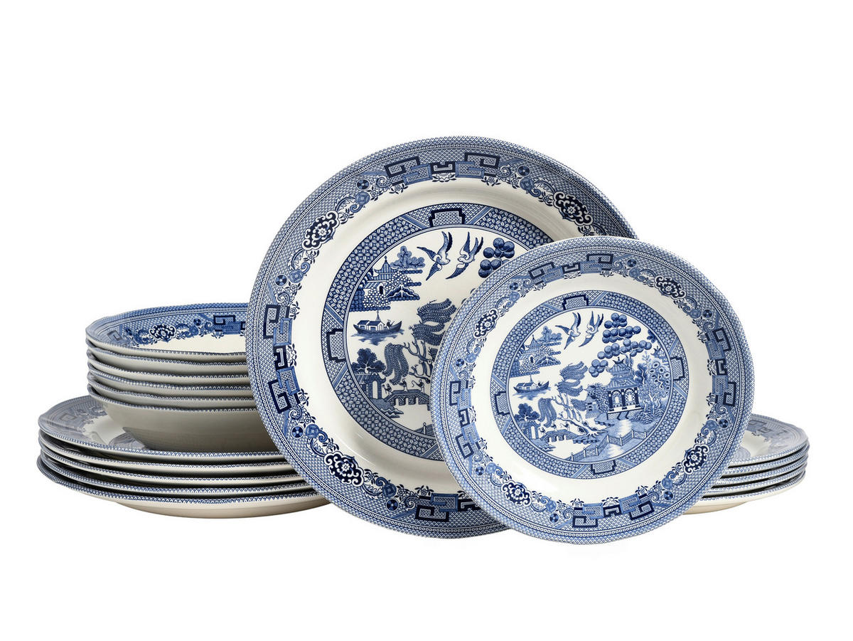 SERVIS China Town 18 delar  - vit/blå, Basics, keramik (31/30/32cm) - Creatable