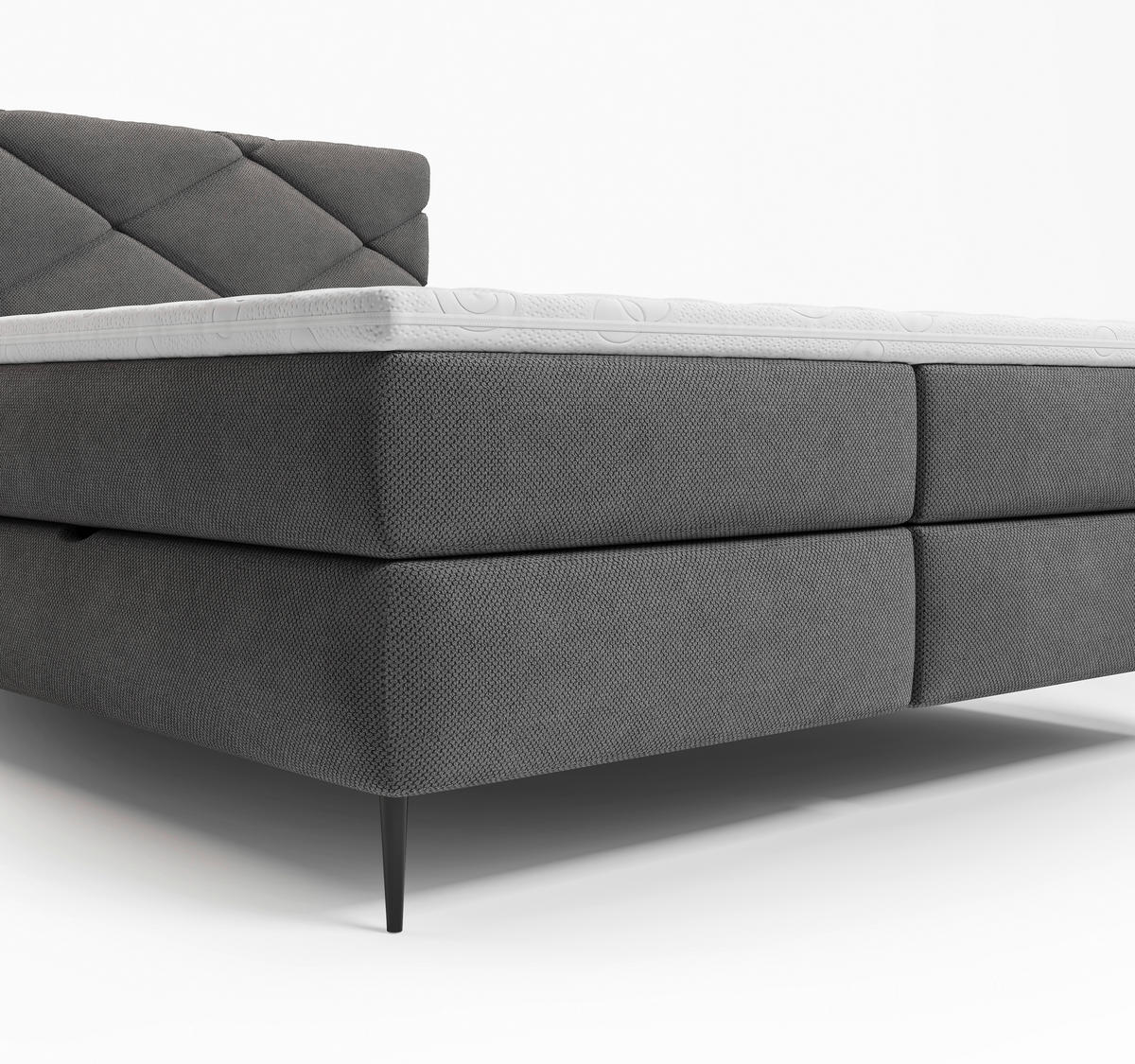 BOXBETT 180/200 cm  Grau  - Schwarz/Grau, Modern, Holz/Holzwerkstoff (180/200cm) - MID.YOU
