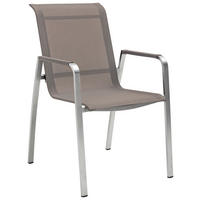 STAPELSESSEL Edelstahl Silberfarben, Taupe  - Taupe/Edelstahlfarben, Design, Textil/Metall (56/91/65,50cm) - Amatio