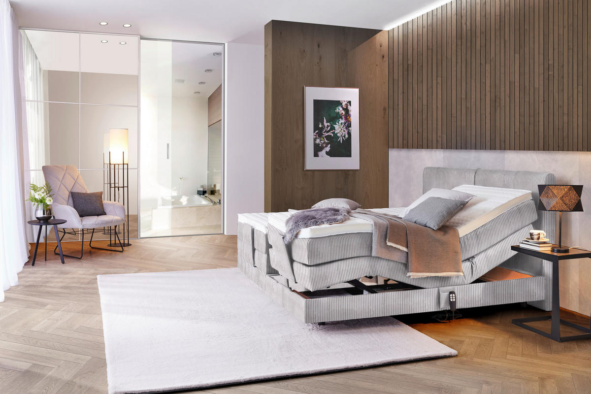 BOXSPRINGBETT 180/200 cm  in Grau  - Schwarz/Grau, Design, Kunststoff/Textil (180/200cm) - Hom`in