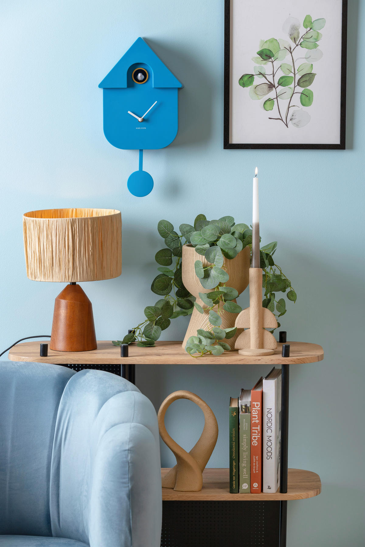 WANDUHR  Blau  - Blau, KONVENTIONELL, Kunststoff (21,5/41/8,5cm) - Karlsson