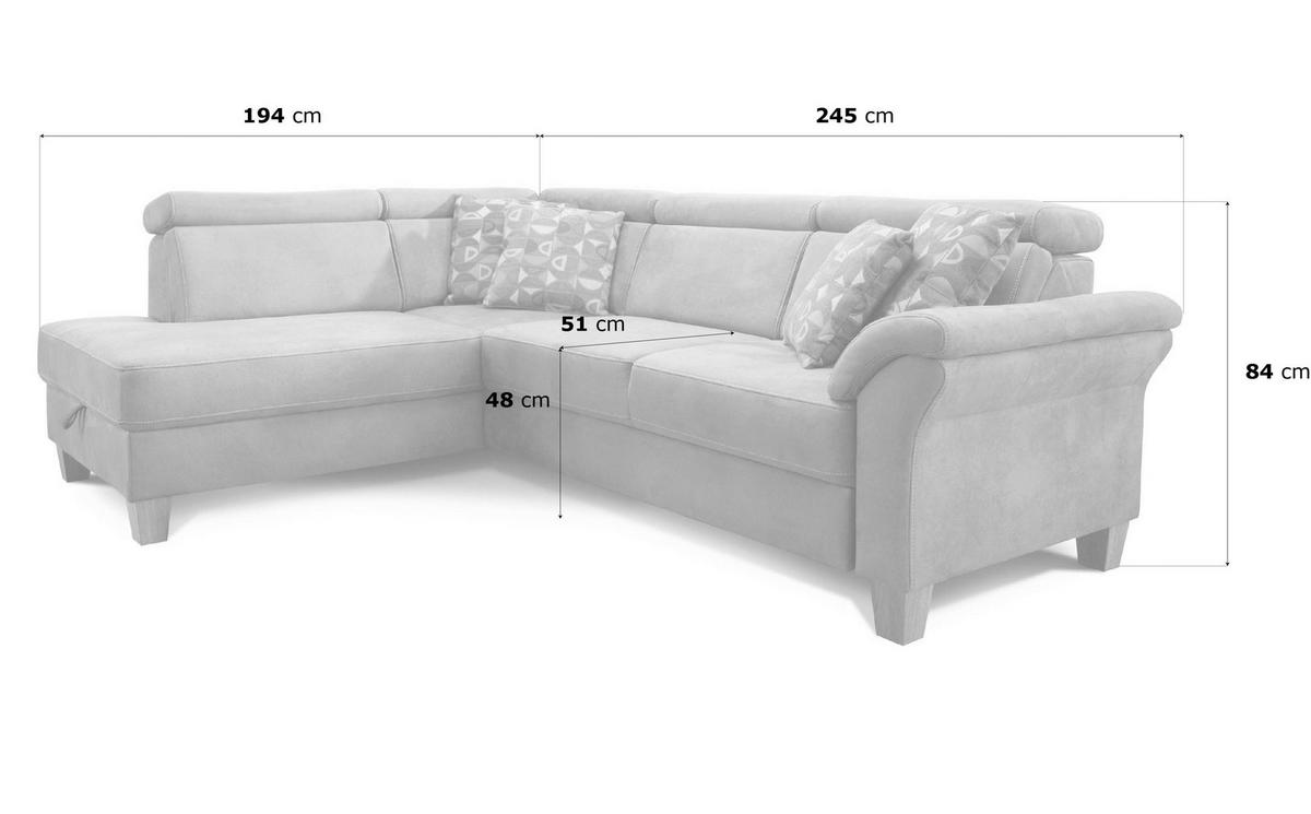 ECKSOFA in Mikrofaser Anthrazit  - Eichefarben/Anthrazit, Konventionell, Holz/Textil (194/245cm) - Sit & More