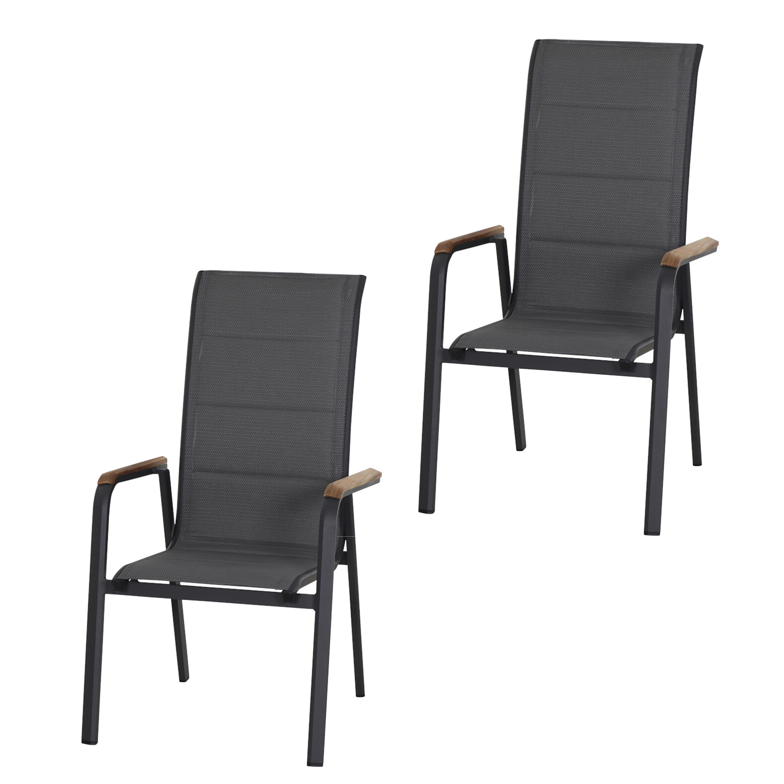 GARTENSTUHL-SET Holz, Metall, Kunststoff Anthrazit  - Anthrazit, Basics, Holz/Kunststoff (62,5/110/70,5cm) - Siena Garden