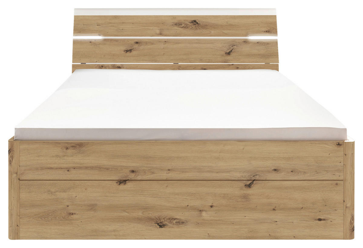 KREVET S PROSTOR. ZA ODLAGANJ   160/200 cm   bijela, hrast Artisan  - bijela/hrast Artisan, Konvencionalno, drvni materijal/plastika (160/200cm) - MID.YOU