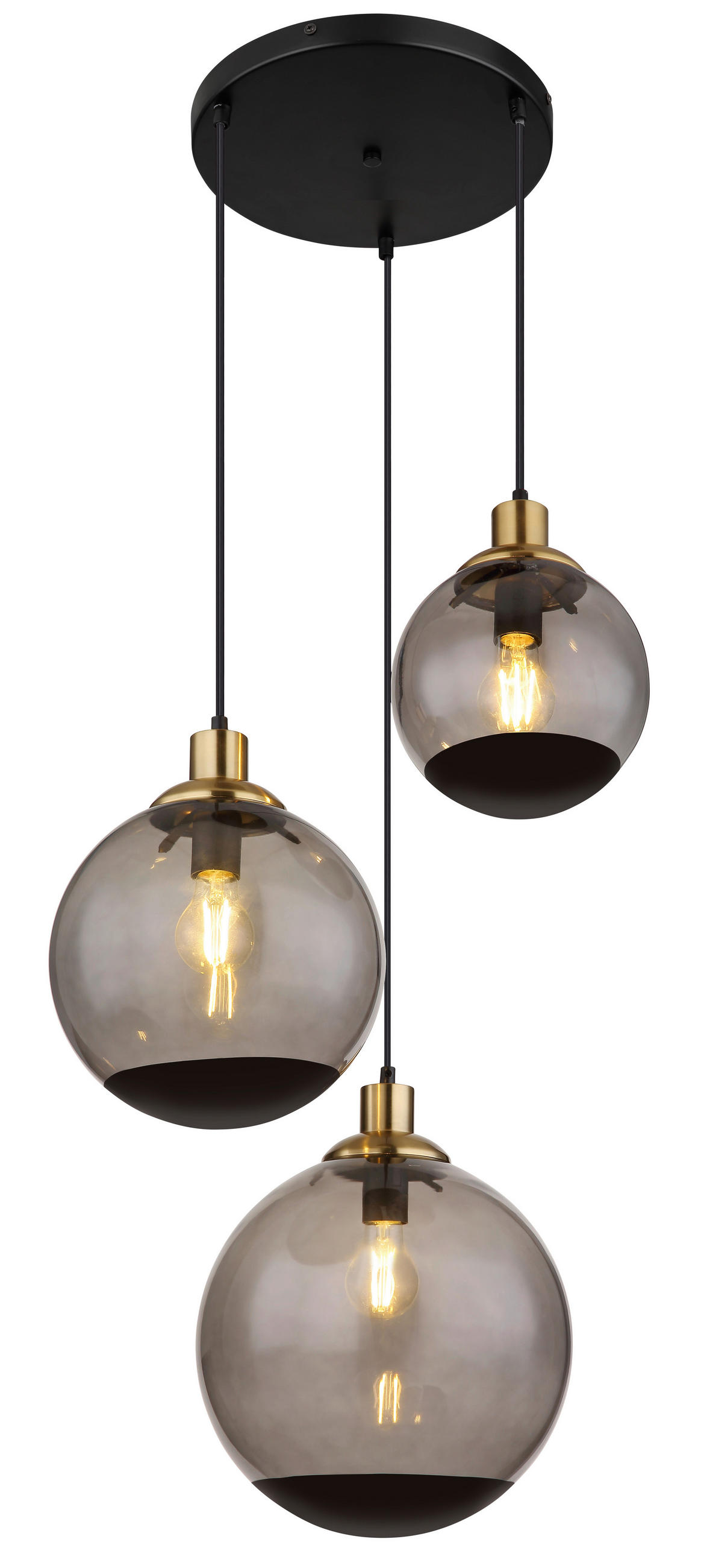 HÄNGELEUCHTE 51/120 cm   - Messingfarben/Schwarz, Design, Glas/Kunststoff (51/120cm) - Globo