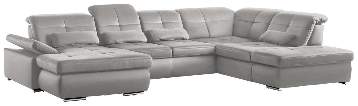 WOHNLANDSCHAFT Mikrofaser Silberfarben  - Chromfarben/Silberfarben, Design, Textil (195/371/260cm) - Beldomo Style