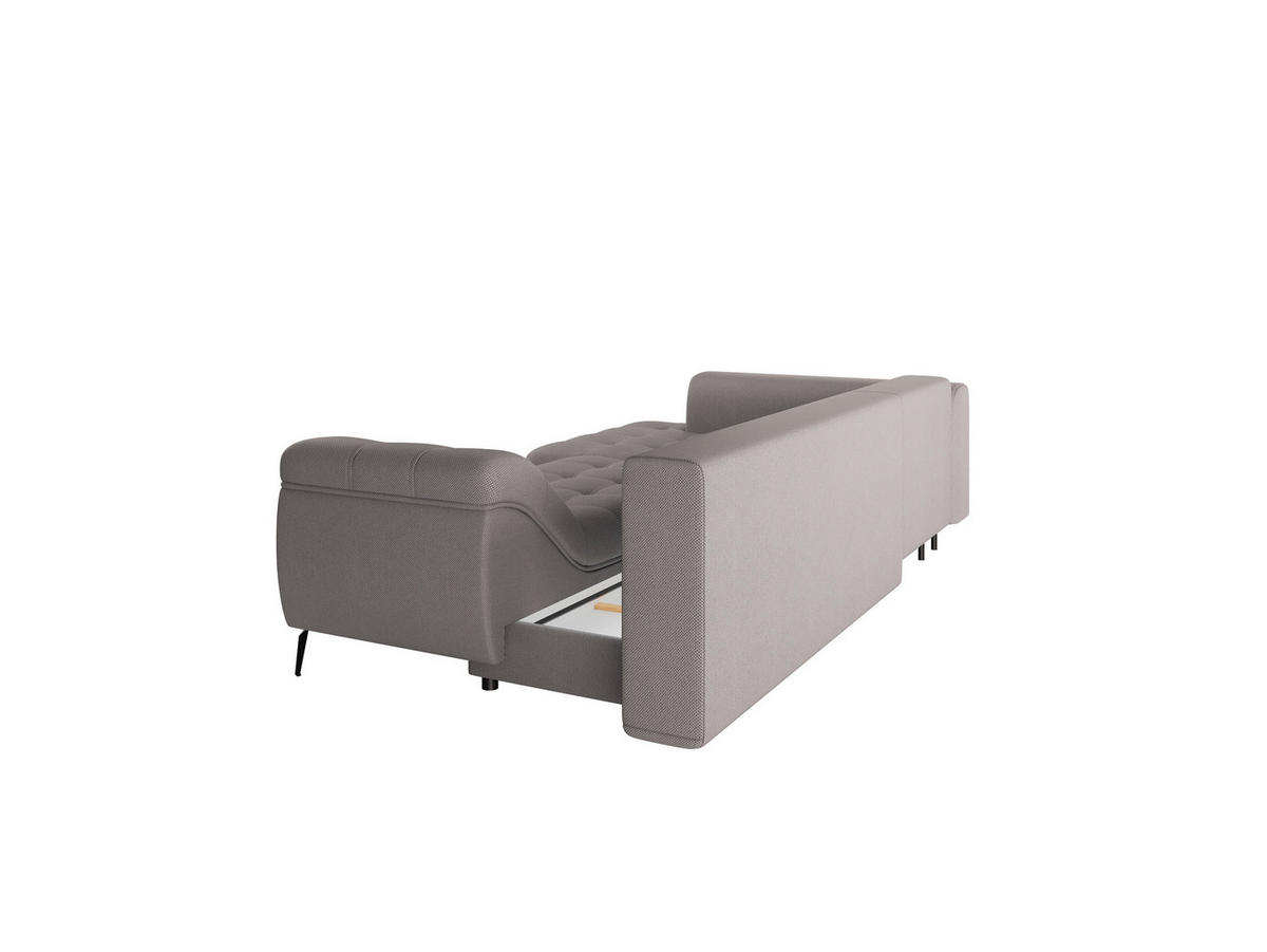 Ecksofa inkl. Funktionen in Webstoff Graubraun  - Graubraun/Schwarz, Modern, Textil/Metall (177/279cm) - Stylife