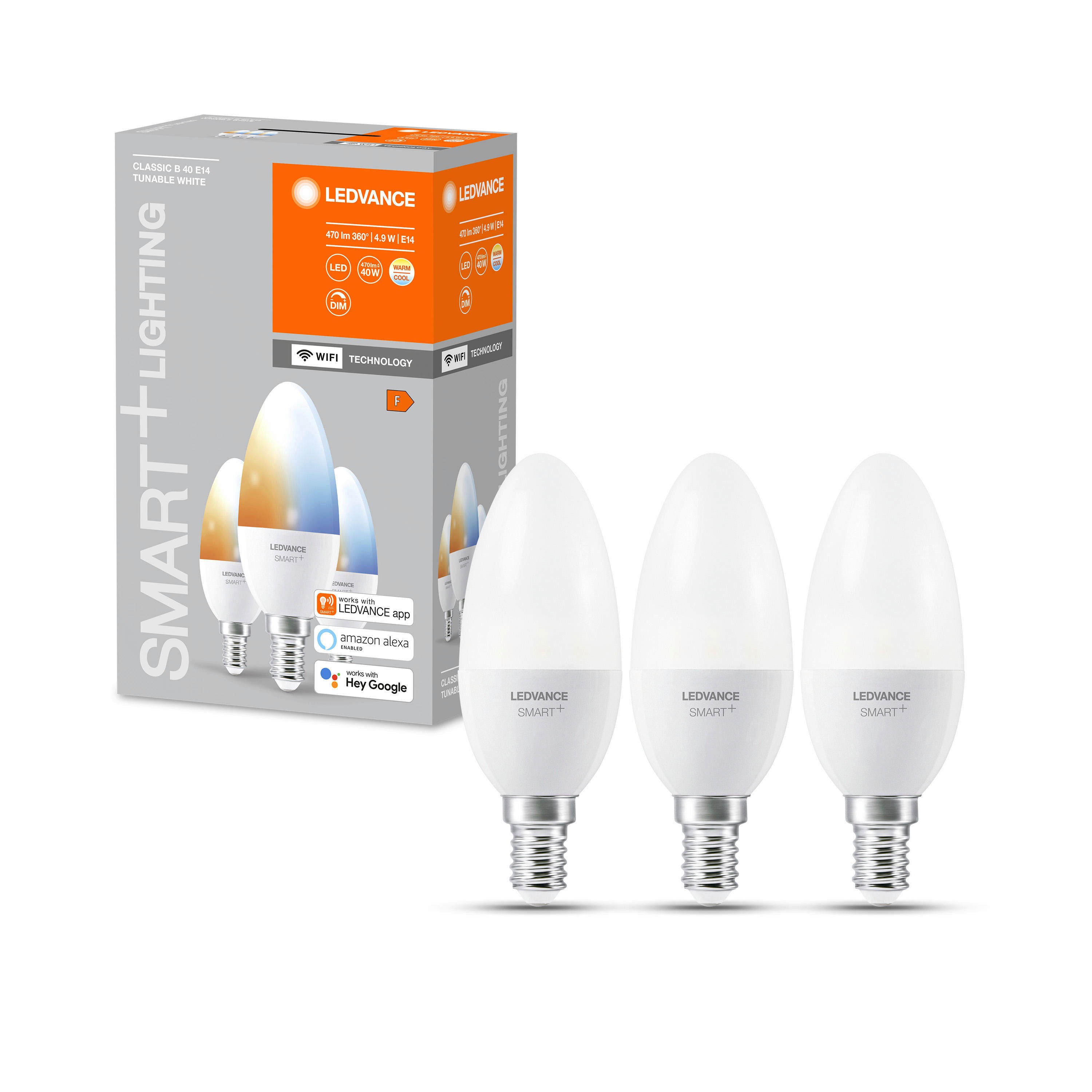 LED-LEUCHTMITTEL Smart+ Wifi Classic B 4 Tunable White 3er Set E14  - Weiß, Basics, Glas/Kunststoff (3,7/10,7cm) - Ledvance