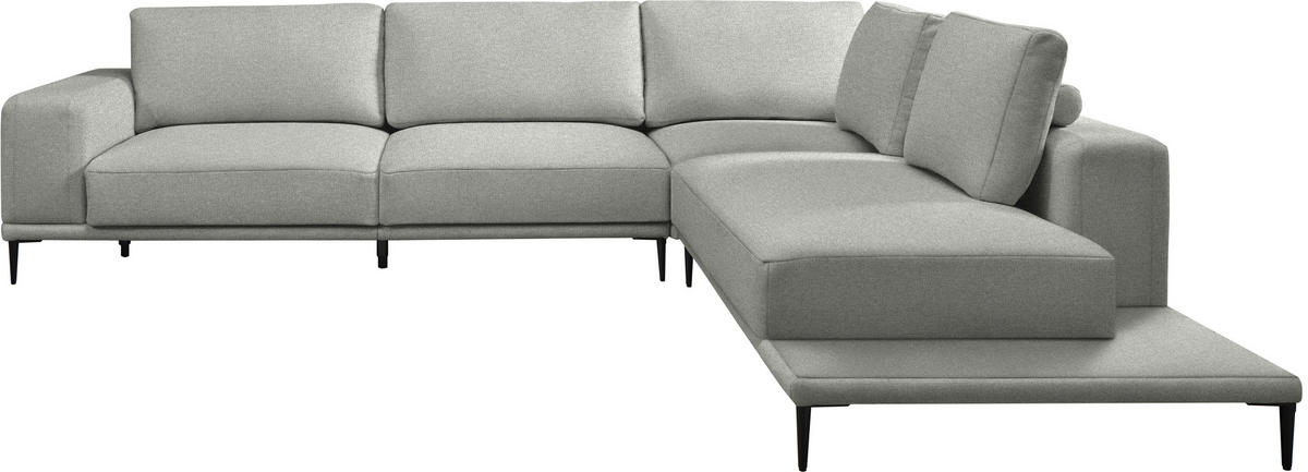 ECKSOFA Leinwand Hellgrau  - Hellgrau/Schwarz, Design, Textil/Metall (318/271cm) - Belluti