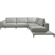 ECKSOFA  in Leinwand Hellgrau  318/271 cm  - Hellgrau/Schwarz, Design, Textil/Metall (318/271cm) - Belluti