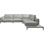 ECKSOFA  in Leinwand Hellgrau  318/271 cm  - Hellgrau/Schwarz, Design, Textil/Metall (318/271cm) - Belluti
