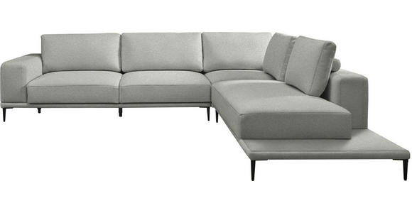 ECKSOFA  in Leinwand Hellgrau  318/271 cm  - Hellgrau/Schwarz, Design, Textil/Metall (318/271cm) - Belluti