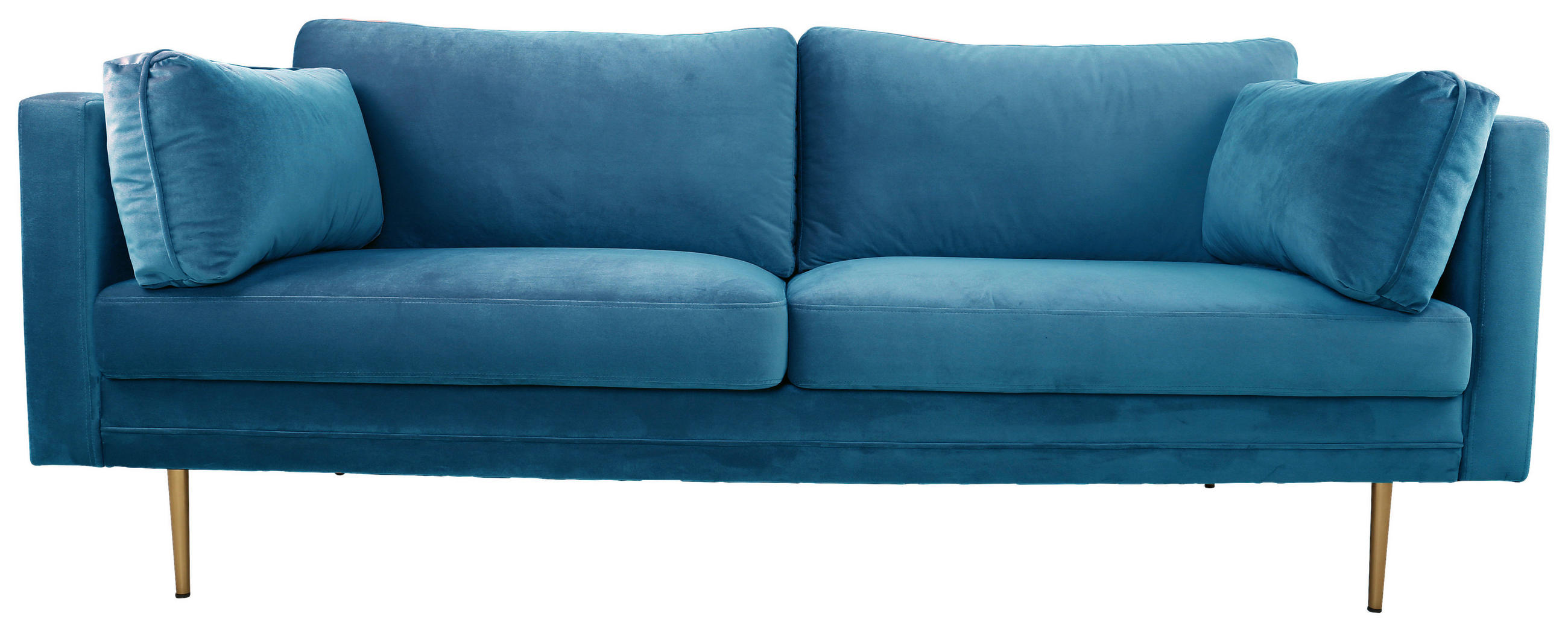 2-SITZER-SOFA Blau  - Blau/Goldfarben, Design, Textil/Metall (203/84/90cm) - Livetastic
