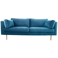 2-SITS SOFFA i metall, textil blå  - blå/guldfärgad, Design, metall/textil (203/84/90cm) - Livetastic