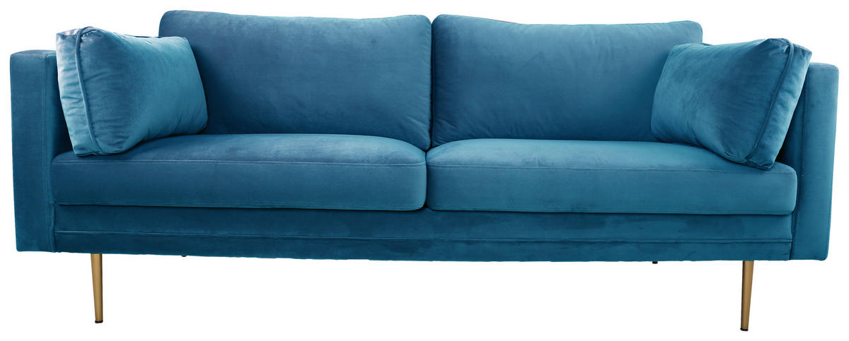 2-SITS SOFFA i metall, textil blå  - blå/guldfärgad, Design, metall/textil (203/84/90cm) - Livetastic