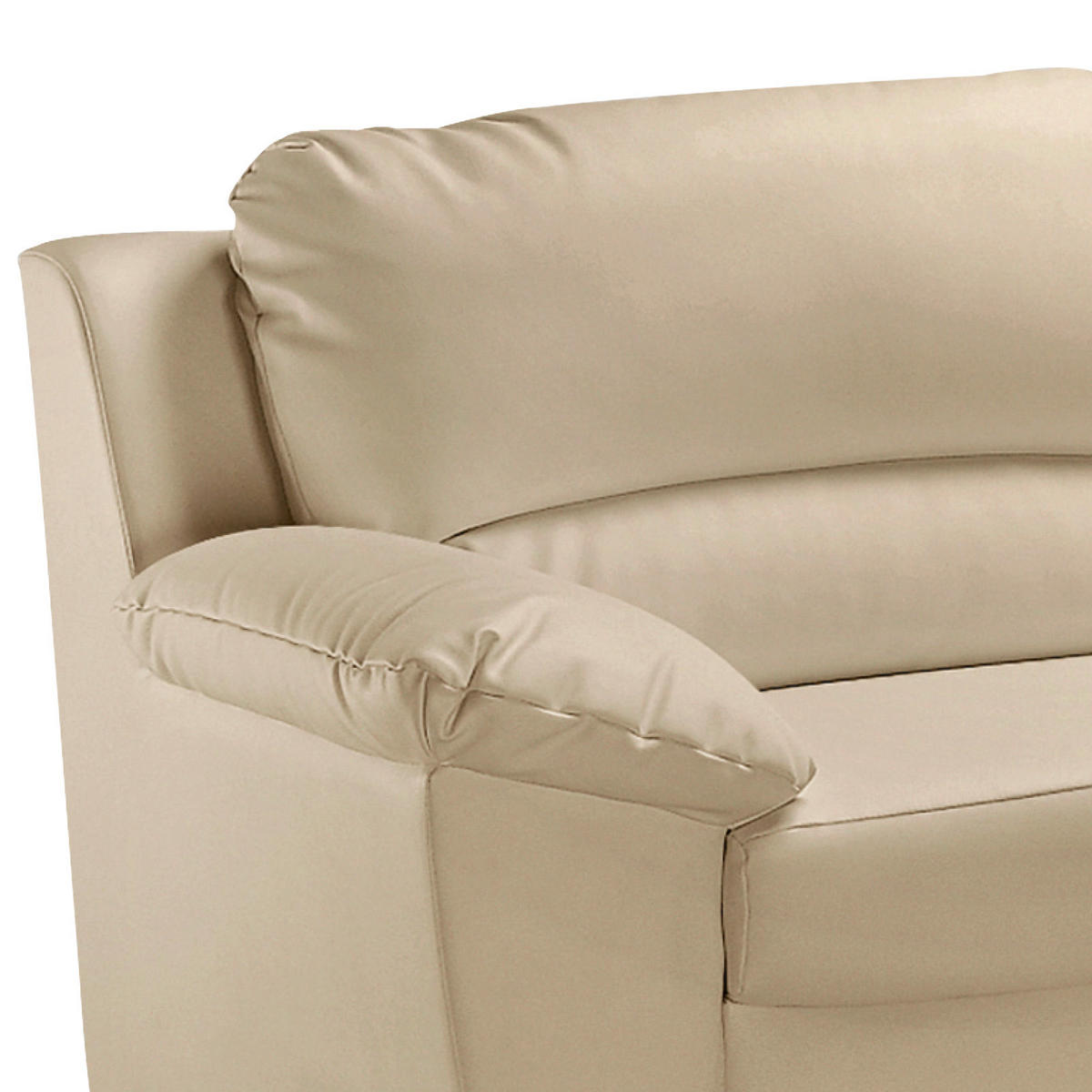 3-SITZER-SOFA Lederlook Beige  - Beige/Schwarz, KONVENTIONELL, Kunststoff/Textil (182/90/90cm) - MID.YOU